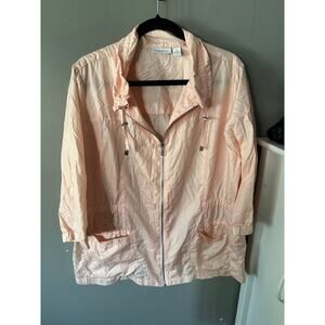 Weekends by Chico's size 3 (XL) Zip-Up Jacket 3/4 Sleeve Lightweight Peach
